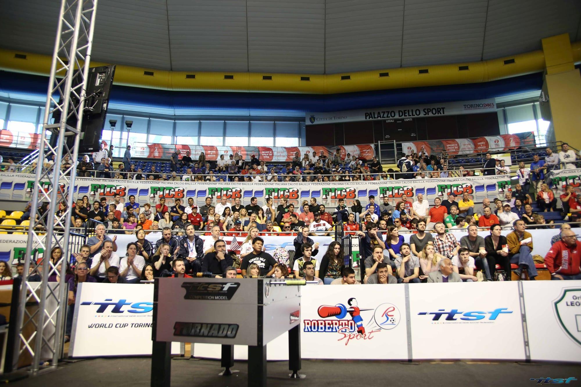 Foosball tournament crowd